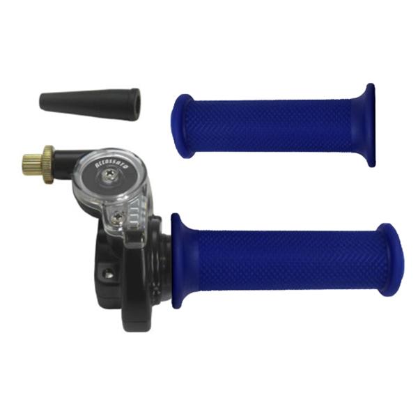 Accossato 2T throttle control with single cable for scooters and offroad with grips GR001 blue