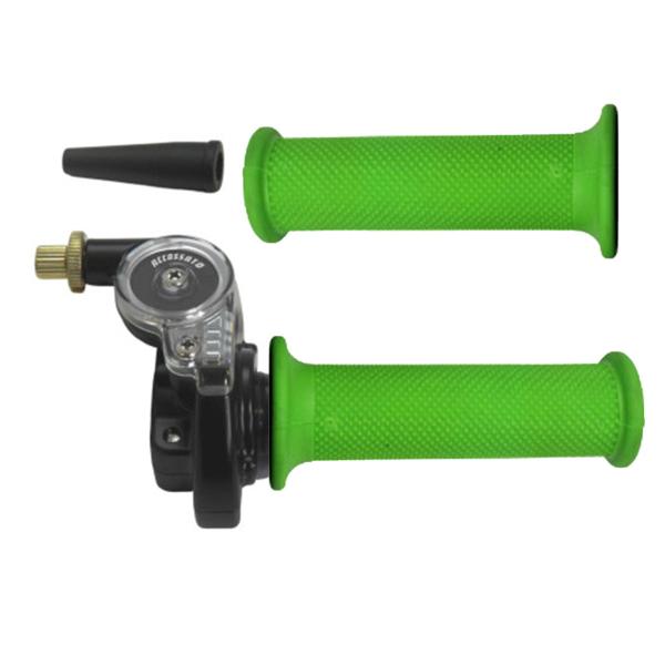 Accossato 2T throttle control with single cable for scooters and offroad with grips GR001 green