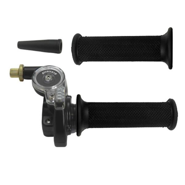 Accossato 2T throttle control with single cable for scooters and offroad with grips GR001 black