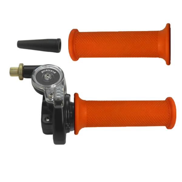 Accossato 2T throttle control with single cable for scooters and offroad with grips GR001 orange