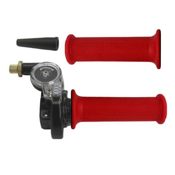 Accossato 2T throttle control with single cable for scooters and offroad with grips GR001 red
