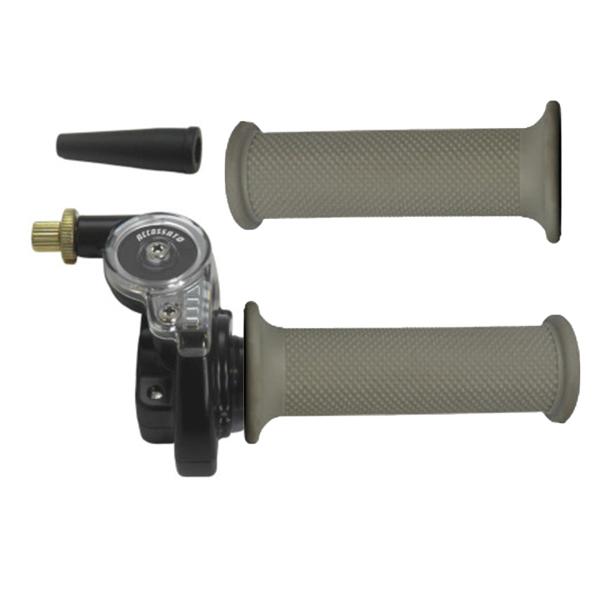 Accossato 2T throttle control with single cable for scooters and offroad with grips GR001 argento