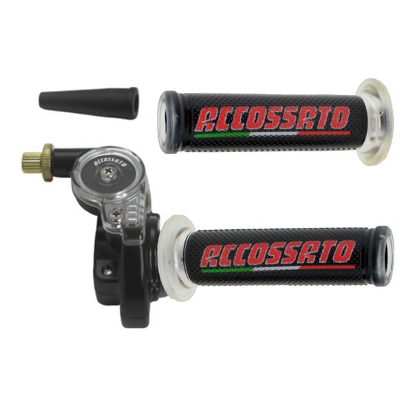 Accossato 2T throttle control with single cable for scooters and offroad with grips GR002 black