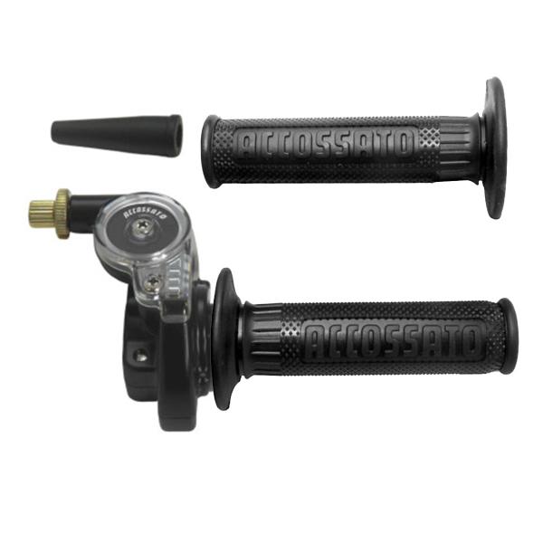 Accossato 2T throttle control with single cable for scooters and offroad with grips GR003 black