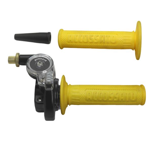 Accossato 2T throttle control with single cable for scooters and offroad with grips GR003 gold
