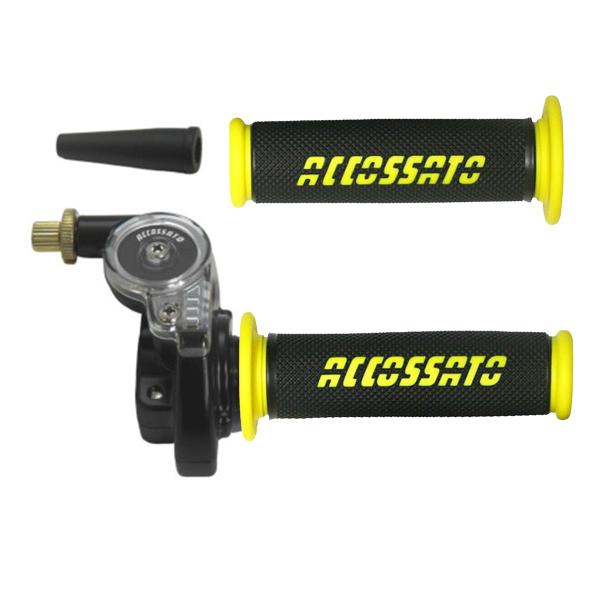 Accossato 2T throttle control with single cable for scooters and offroad with grips GR006 gold