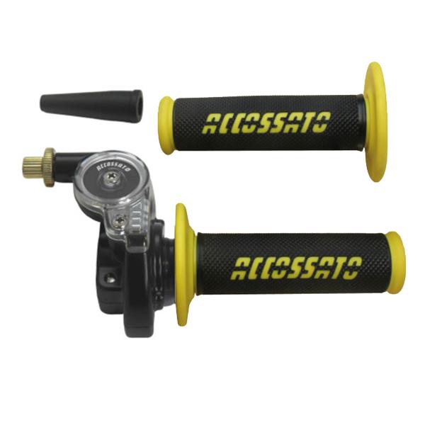Accossato 2T throttle control with single cable for scooters and offroad with grips GR008 gold
