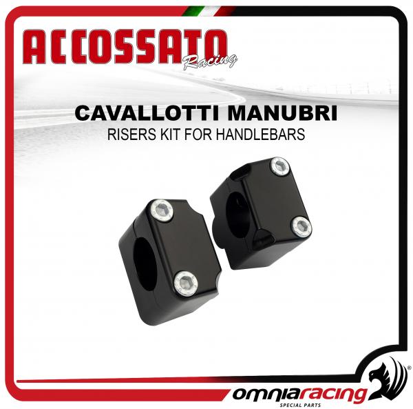 Accossato Kit Trasformazione 24mm Per Cavallotti (Risers) Manubrio Moto fuori strada colore nero