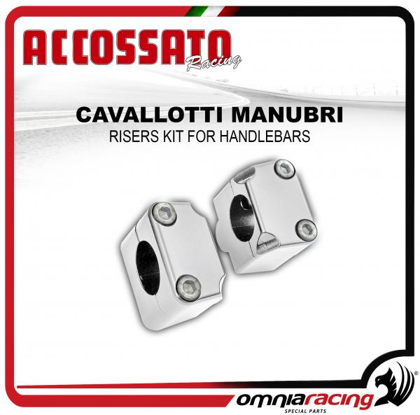 Accossato Kit Trasformazione 24mm Per Cavallotti (Risers) Manubrio Moto fuori strada colore Argento