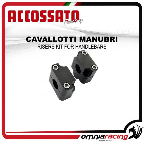 Accossato Kit Trasformazione 22mm Per Cavallotti (Risers) Manubrio Moto fuori strada colore Nero