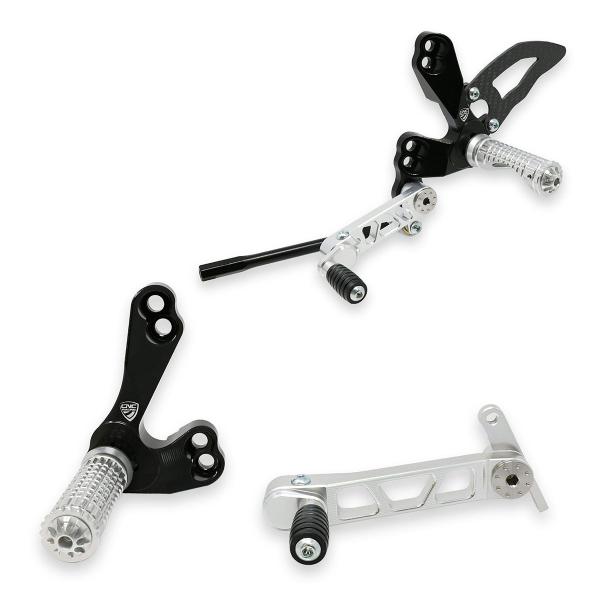 Adjustable CNC Racing rear sets silver Ducati Streetfighter 1098 2009-2014