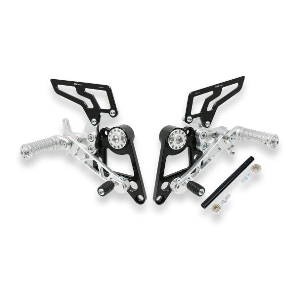Adjustable CNC Racing rear sets silver Ducati Hypermotard 1100 2007-2009
