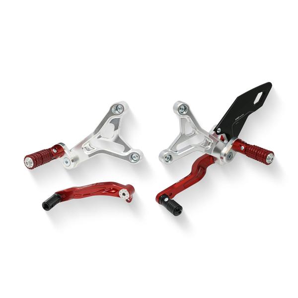 Adjustable CNC Racing rear sets silver/Rosso Mv Agusta Dragster 800 rosse 2020-2023