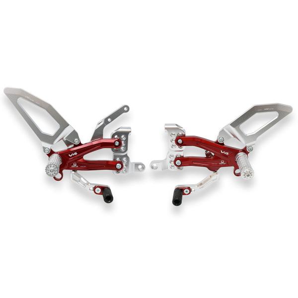Adjustable CNC Racing rear sets silver/red EASY Pramac Edition Ducati Panigale V4 2018-2023