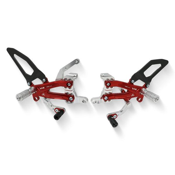 Adjustable CNC Racing rear sets silver/red Carbon Pramac Edition Ducati Panigale V4 2018-2023