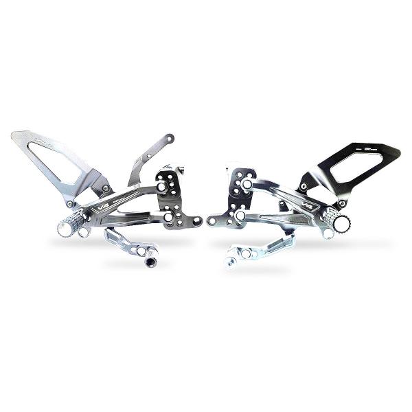 Adjustable CNC Racing rear sets silver Ducati Streetfighter V4 2020-2023
