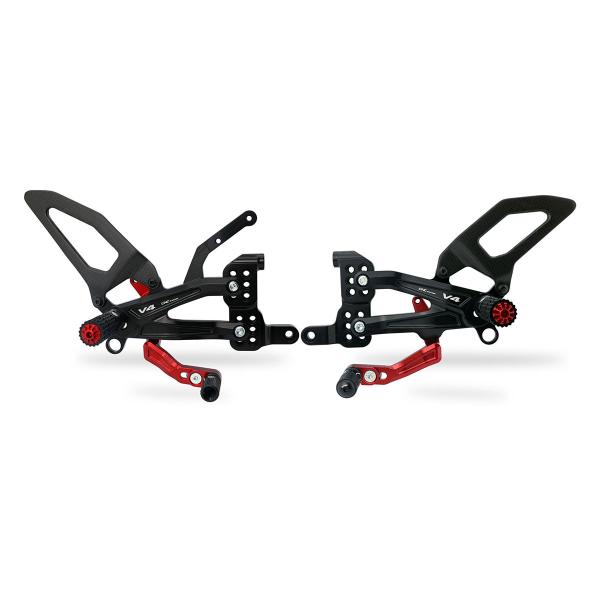 Adjustable CNC Racing rear sets black/red Carbon Ducati Streetfighter V4 2020-2023