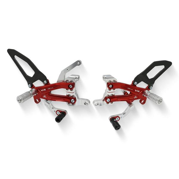 Adjustable CNC Racing rear sets silver/red Carbon Pramac Ducati Streetfighter V4 2020-2023