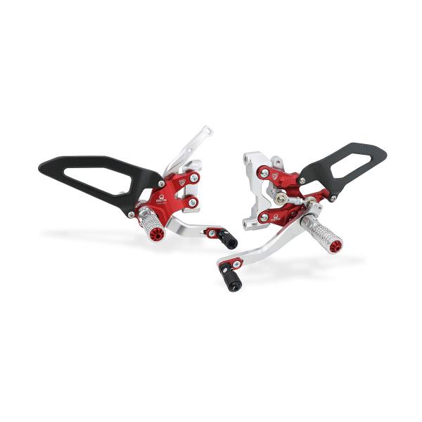 Adjustable CNC Racing rear sets silver/red Pramac Edition Ducati Streetfighter V2 2022-2023