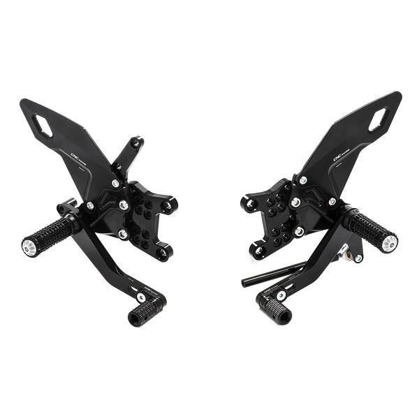 Adjustable CNC Racing rear sets black EASY Aprilia Tuono V4RR 1100 2015-2016