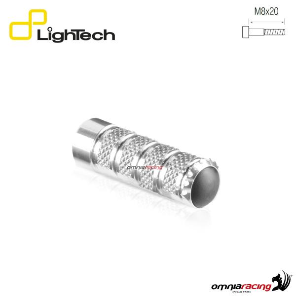 Lightech fixed footpeg 75mm for rearset with cylindrical screw M8x20 silver color