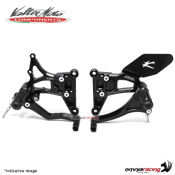 Pedane arretrate Valtermoto regolabili Tipo 1.5 nere per BMW F800R 2009>2014