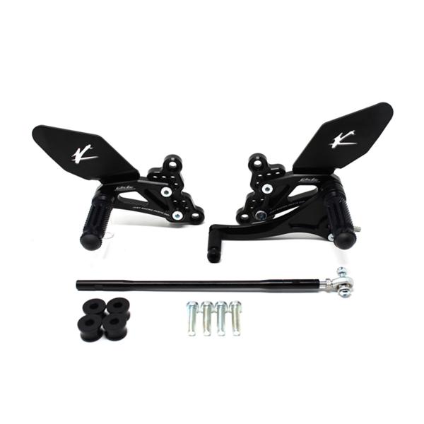 Pedane arretrate Valtermoto regolabili Tipo 1.5 nere per Ducati 1098 2007>2009