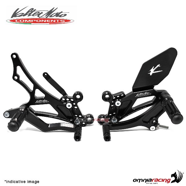 Pedane arretrate Valtermoto regolabili Tipo 1.5 nere per Honda CBR600RR 2003>2004