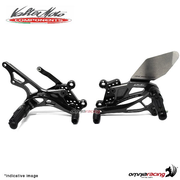 Pedane arretrate Valtermoto regolabili Tipo 2.5 nere per Honda CBR600RR 2009>2015