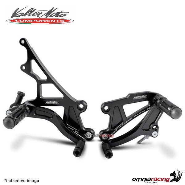 Pedane arretrate Valtermoto Tipo 1 nere per Kawasaki ZX6R 1998>2002