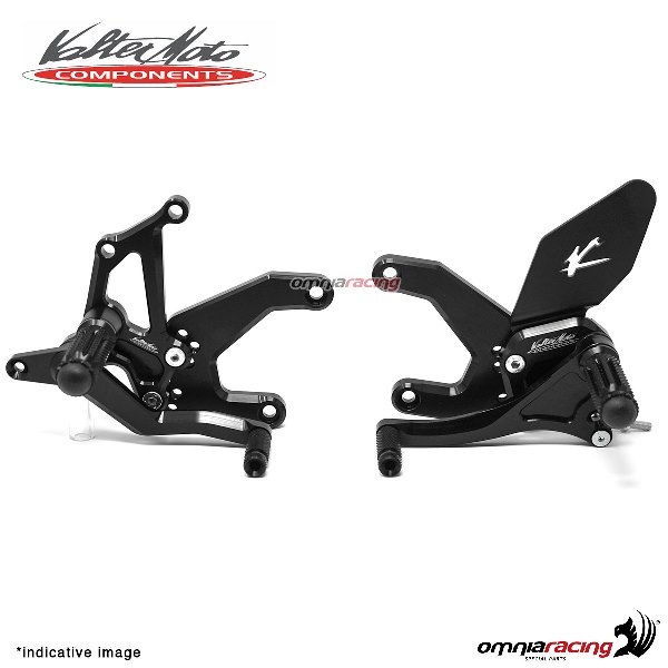 Pedane arretrate Valtermoto regolabili Tipo 1.5 nere per Kawasaki Z900 2017>2018
