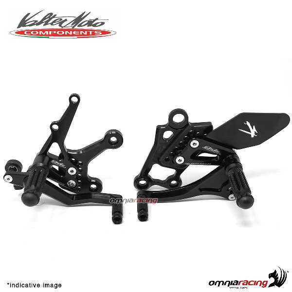 Pedane arretrate Valtermoto regolabili Tipo 1.5 nere per Kawasaki Ninja 400 2017>2018
