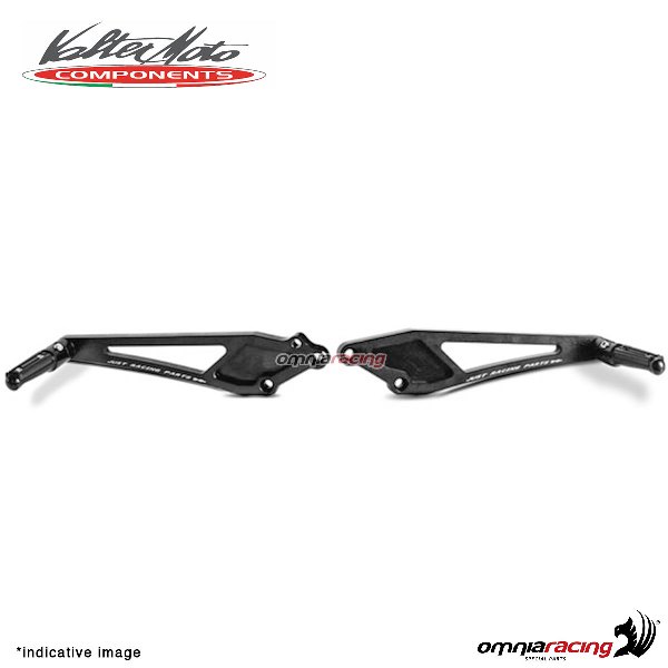 Kit pedane passeggero Valtermoto nere per Kawasaki ER6N 2005>2011