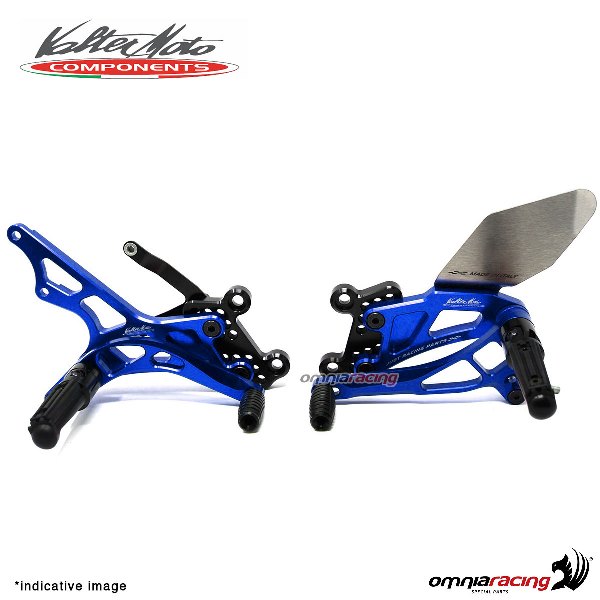 Pedane arretrate Valtermoto regolabili Tipo 2.5 blu per Triumph Speed Triple 2011>2015