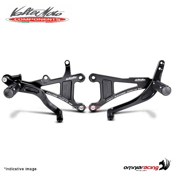 Pedane arretrate Valtermoto Tipo 1 nere per Yamaha R1 2002>2003
