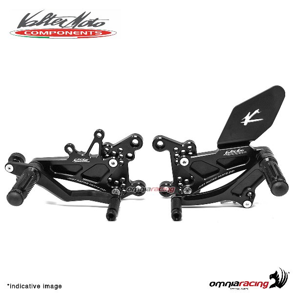 Pedane arretrate Valtermoto Tipo 1.5 nere per Yamaha R6 2006>2007