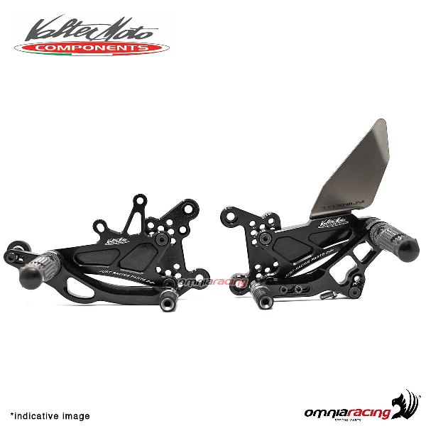 Pedane arretrate Valtermoto regolabili Tipo 3.5 nere per Yamaha R6 2006>2016