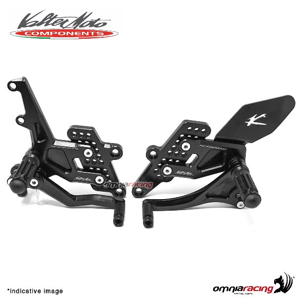 Pedane arretrate Valtermoto regolabili Tipo 1.5 nere per Yamaha R3 2015>2018
