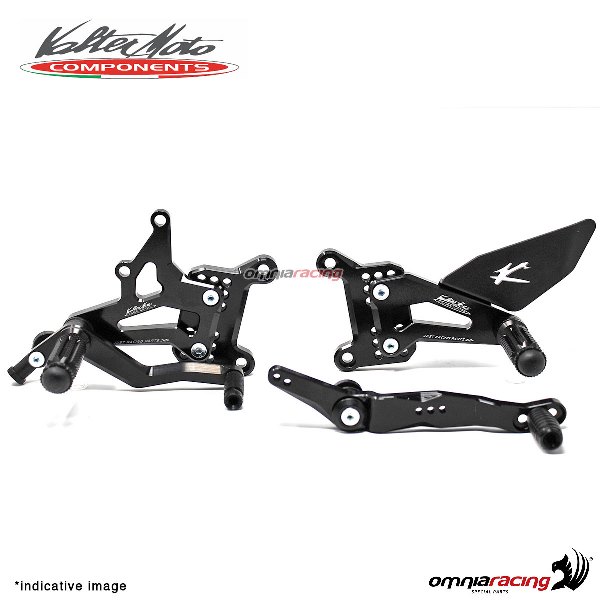 Pedane arretrate Valtermoto regolabili Tipo 1.5 nere per Yamaha MT10 2016>2018