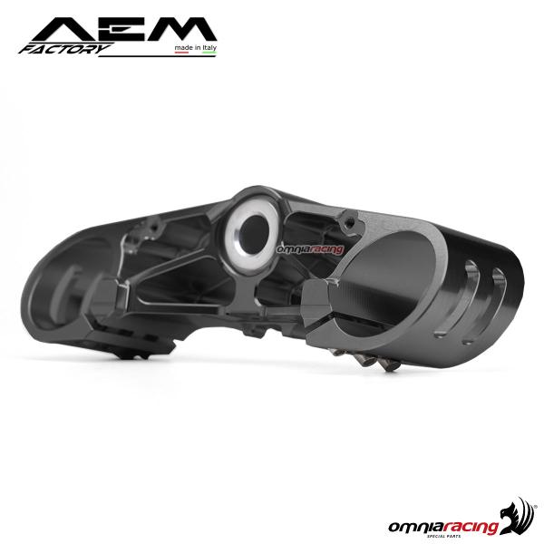 AEM aluminum lower triple clamp carbon black for Ducati Streetfighter V4 2020>2022