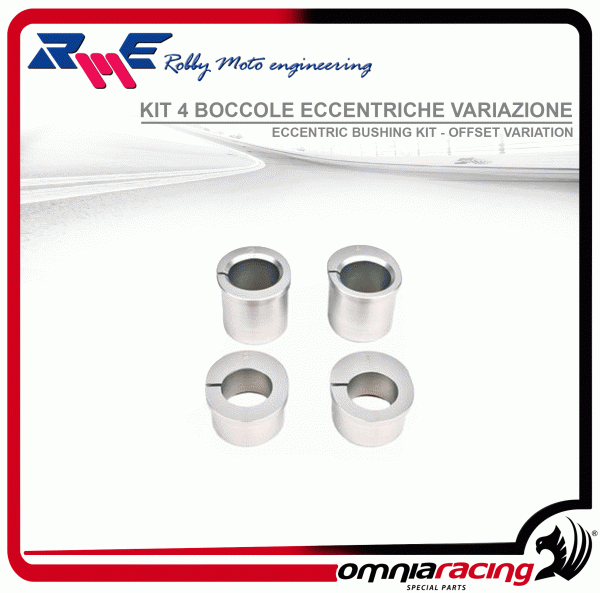 Kit 4 Boccole Eccentriche Alluminio per Regolazione Offset di Trapezi Forcella (Piastre di Sterzo) R