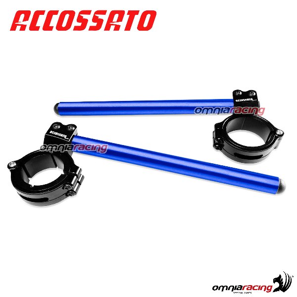 Semimanubrio regolabile universale Accossato con guscio per forcelle da 48 mm blu