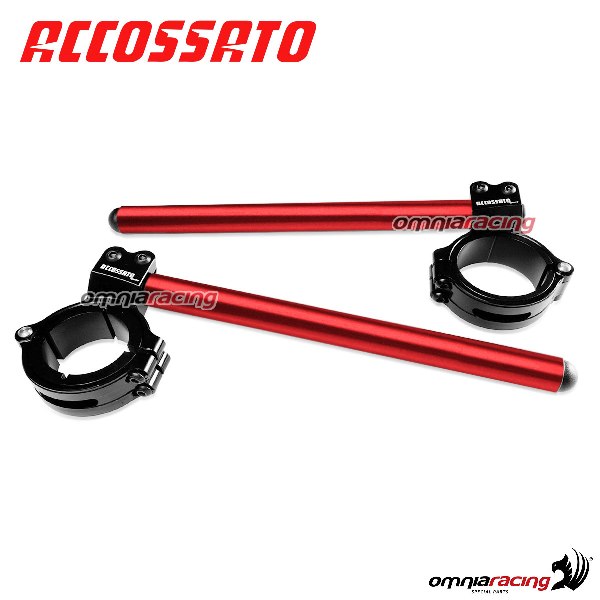Semimanubrio regolabile universale Accossato con guscio per forcelle da 51 mm rosso
