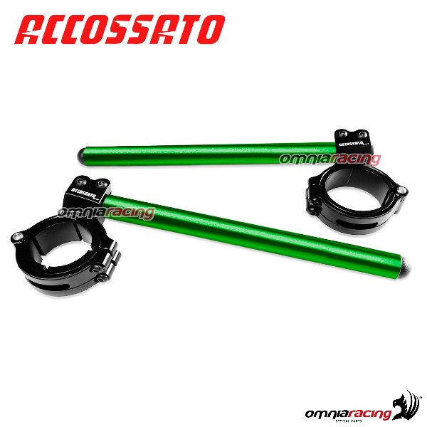 Semimanubrio regolabile universale Accossato senza guscio per forcelle da 51 mm verde