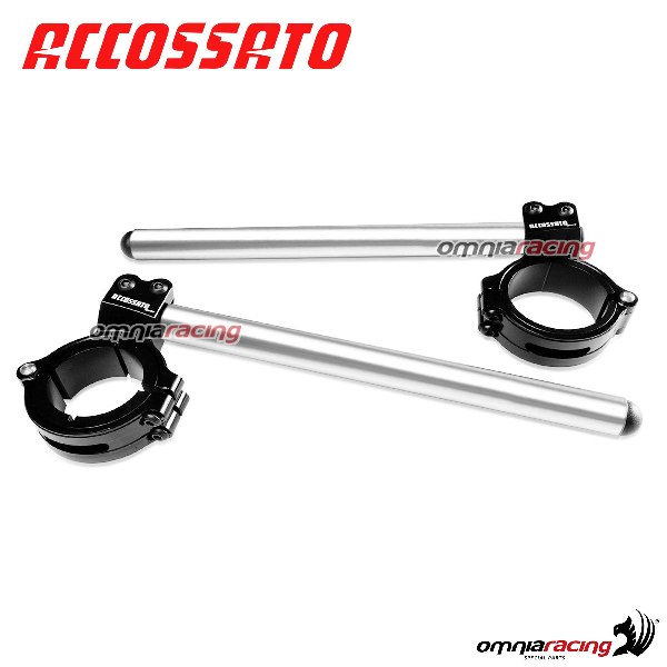 Semimanubrio regolabile universale Accossato senza guscio per forcelle da 53 mm argento