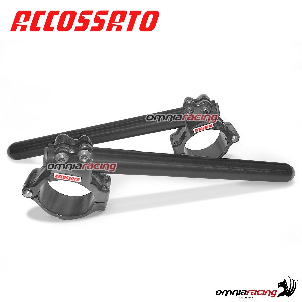 Semimanubri in alluminio forgiato Accossato con braccialetto nero e tubo nero per forcelle 51mm