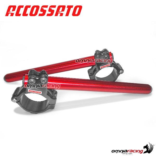 Semimanubri in alluminio forgiato Accossato con braccialetto nero e tubo rosso per forcelle 50mm