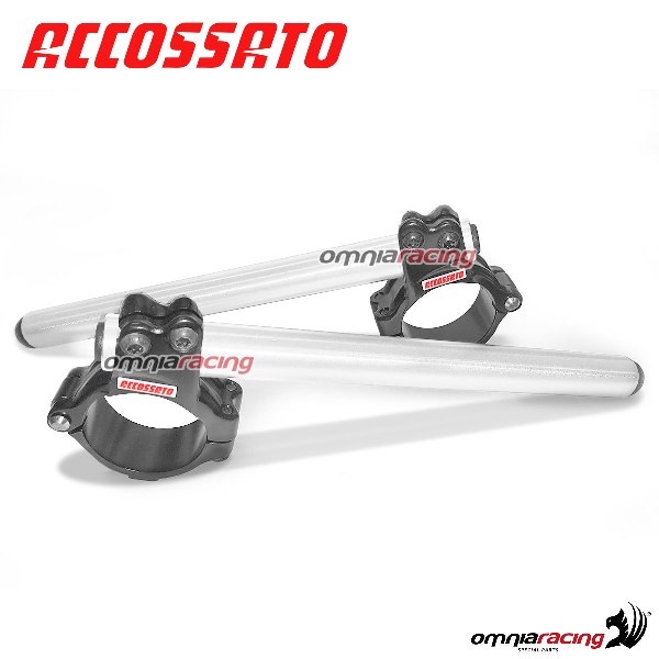 Aluminium forged handelbars Accossato with black clamp & silver rods for forks 50mm