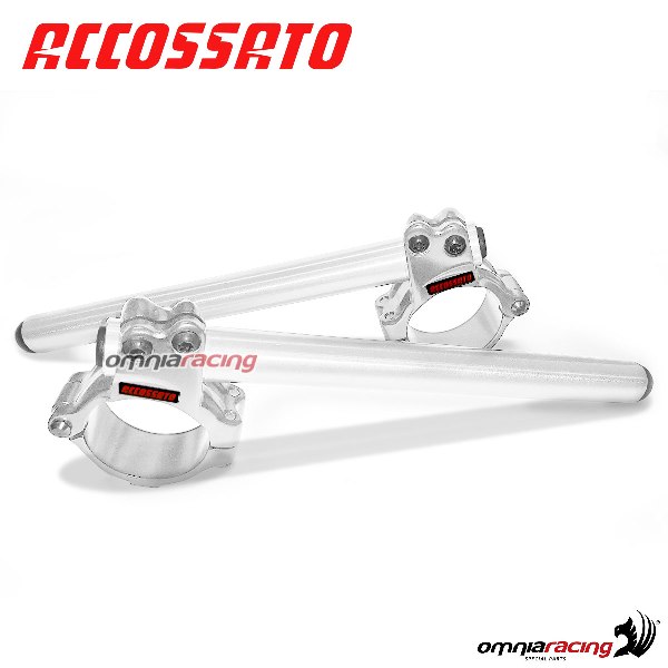 Semimanubri in alluminio forgiato Accossato con braccialetto argento e tubo argento forcelle 50mm