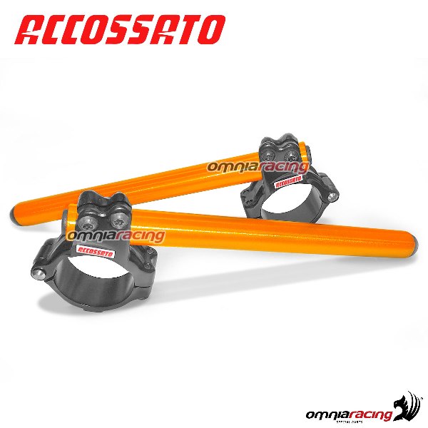 Semimanubri rialzati Accossato ergal ricavato CNC con braccialetto nero e tubo arancio forcelle 50mm